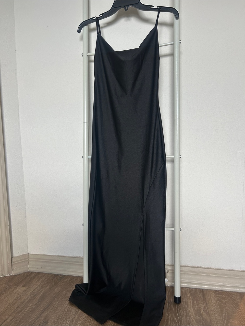 Elegant Black Slip Dress with Cowl Neck